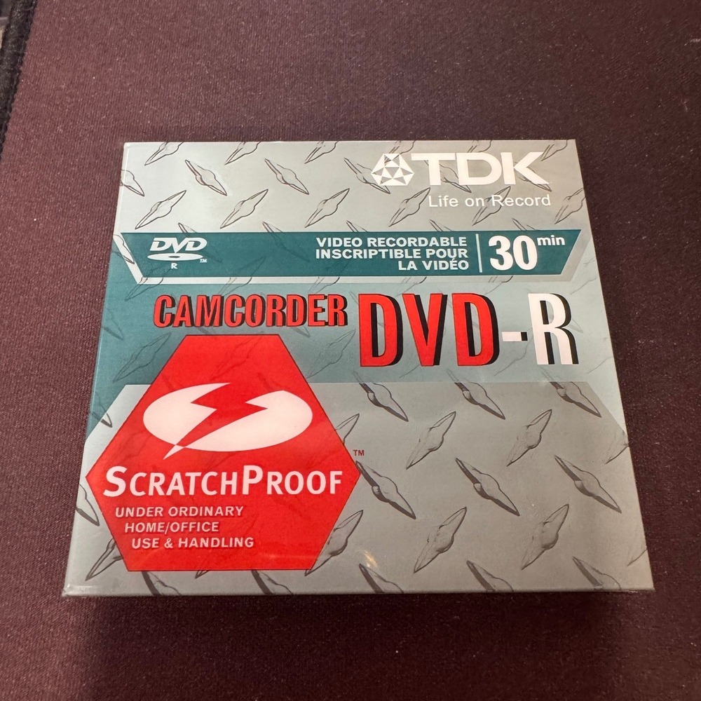 TDK 30 Min 1.4GB Camcorder DVD-R ScratchProof Durabis 2x Single Sided Disc New